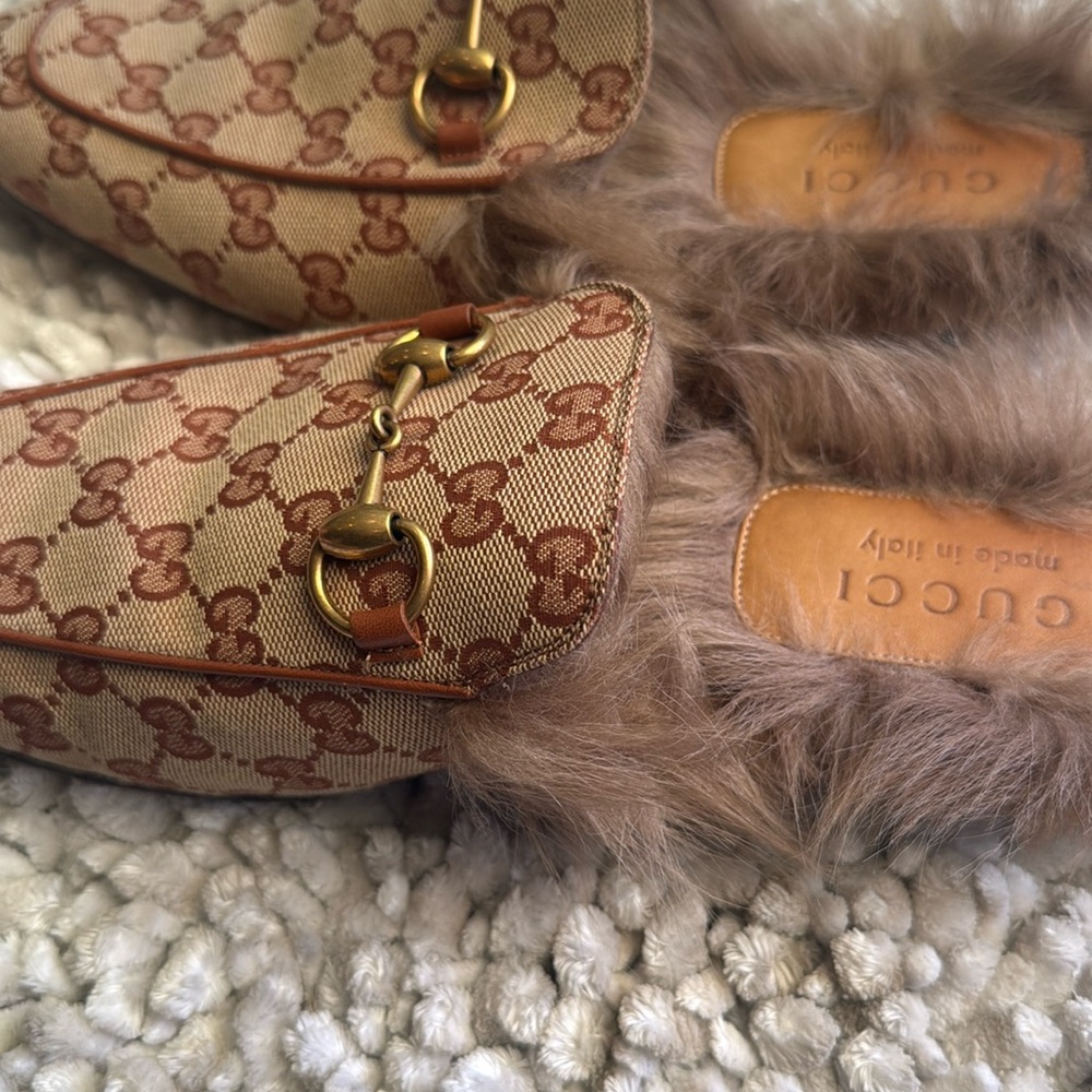 Gucci Women's Tan Fur-Lined Loafers - Picture 6 of 7